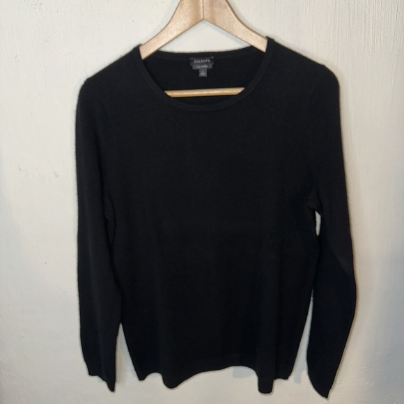 TALBOTS WOMEN'S Black 100% CASHMERE SWEATER Sz Large - Picture 1 of 3
